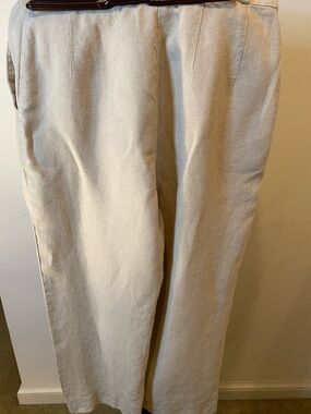Willi Smith  Cream Linen-Blend Straight Crop Pants